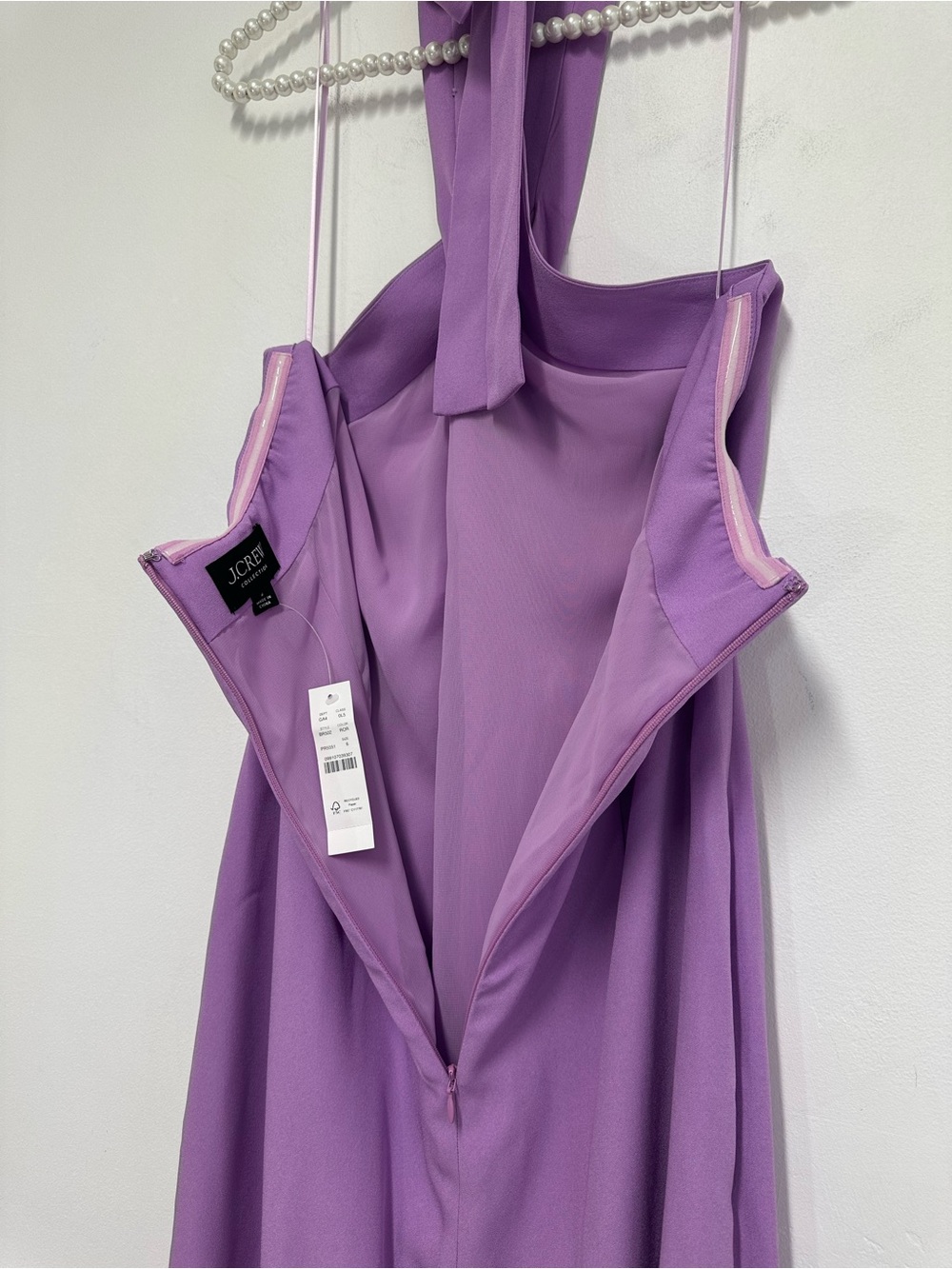 J. Crew Collection Halter Neck Fringe Hem Crepe Dress in Purple - Picture 5 of 7